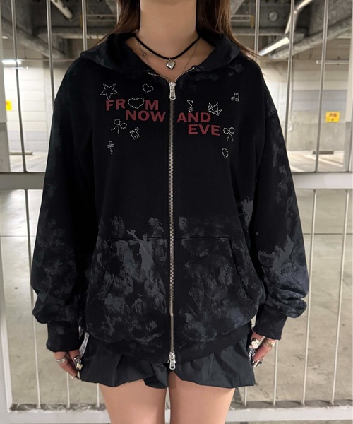 sedacle girl(セダクルガール)の「ダートラインストーンパーカー(パーカー・レディース・ブラック/ベージュ・FREE)」の8枚目の写真