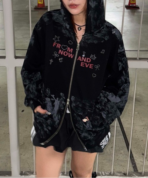 sedacle girl(セダクルガール)の「ダートラインストーンパーカー(パーカー・レディース・ブラック/ベージュ・FREE)」の5枚目の写真