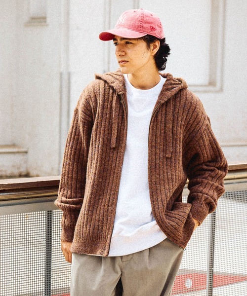 niko and...（ニコアンド）の「ワイドリブニットパーカー（パーカー・メンズ・キャメル/ネイビー・LARGE/MEDIUM）」の2枚目の写真