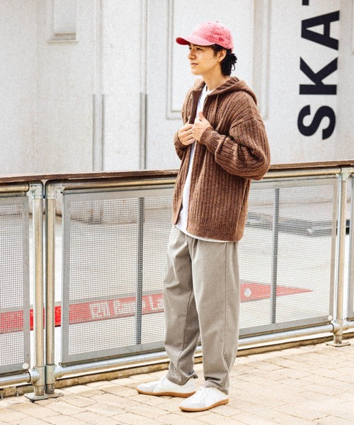 niko and...（ニコアンド）の「ワイドリブニットパーカー（パーカー・メンズ・キャメル/ネイビー・LARGE/MEDIUM）」の4枚目の写真