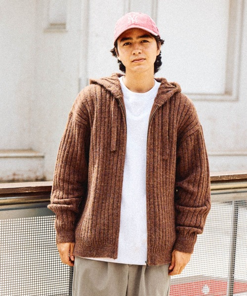 niko and...（ニコアンド）の「ワイドリブニットパーカー（パーカー・メンズ・キャメル/ネイビー・LARGE/MEDIUM）」の8枚目の写真