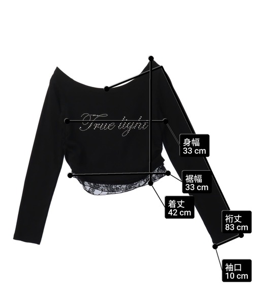 ANAP(アナップ)の「スタッズ ロゴ レース ヘム ワンショルダー リブ トップス(Tシャツ/カットソー・レディース・ブラック/ホワイト・F)」の18枚目の写真