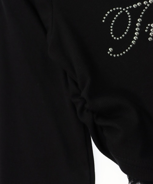 ANAP(アナップ)の「スタッズ ロゴ レース ヘム ワンショルダー リブ トップス(Tシャツ/カットソー・レディース・ブラック/ホワイト・F)」の13枚目の写真