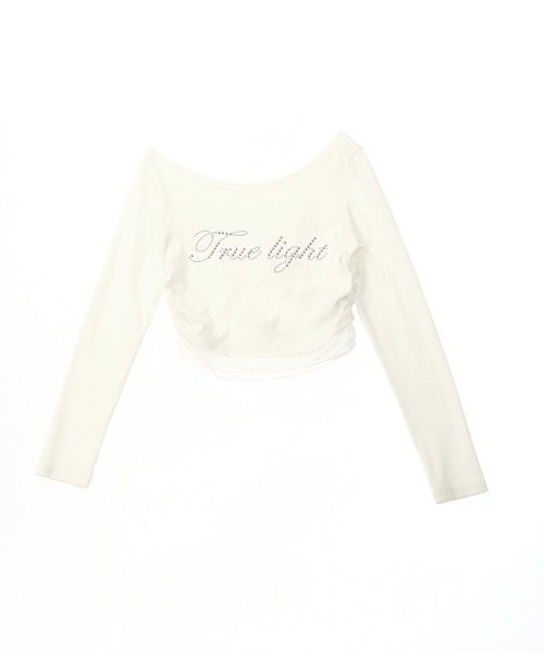 ANAP(アナップ)の「スタッズ ロゴ レース ヘム ワンショルダー リブ トップス(Tシャツ/カットソー・レディース・ブラック/ホワイト・F)」の11枚目の写真