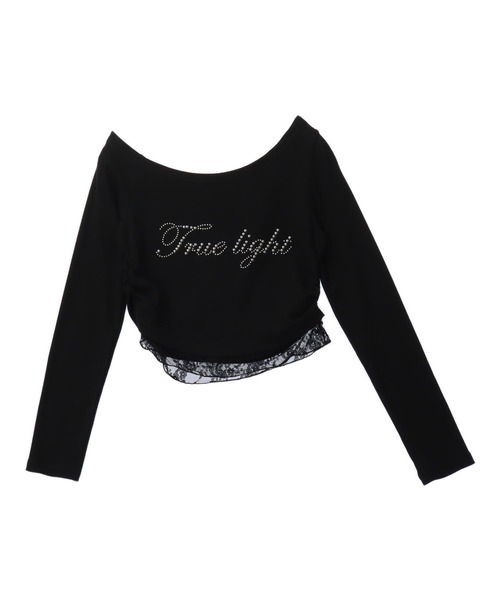 ANAP(アナップ)の「スタッズ ロゴ レース ヘム ワンショルダー リブ トップス(Tシャツ/カットソー・レディース・ブラック/ホワイト・F)」の19枚目の写真