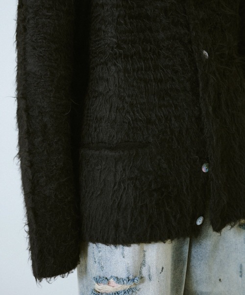 Camphor wood（カンファーウッド）の「mohair touch super shaggy cardigan / モヘアタッチスーパーシャギーカーディガン（カーディガン/ボレロ・メンズ・カーキ/ライトブルー/ブラック・LARGE/MEDIUM）」の6枚目の写真