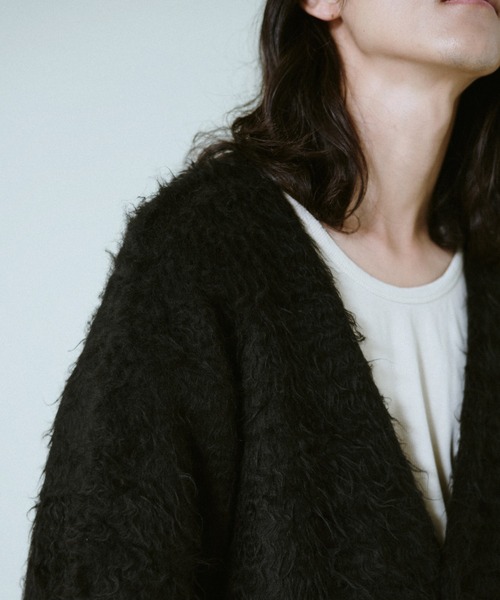 Camphor wood（カンファーウッド）の「mohair touch super shaggy cardigan / モヘアタッチスーパーシャギーカーディガン（カーディガン/ボレロ・メンズ・カーキ/ライトブルー/ブラック・LARGE/MEDIUM）」の5枚目の写真
