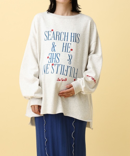 LEPSIM(レプシィム)の「【産前・産後対応】マタニティ/裏毛ロゴ刺繍スウェット 591258(マタニティウェア/グッズ・レディース・チャコールグレー/杢グレー/ベージュ・FREE)」の3枚目の写真