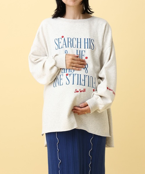 LEPSIM(レプシィム)の「【産前・産後対応】マタニティ/裏毛ロゴ刺繍スウェット 591258(マタニティウェア/グッズ・レディース・チャコールグレー/杢グレー/ベージュ・FREE)」の4枚目の写真
