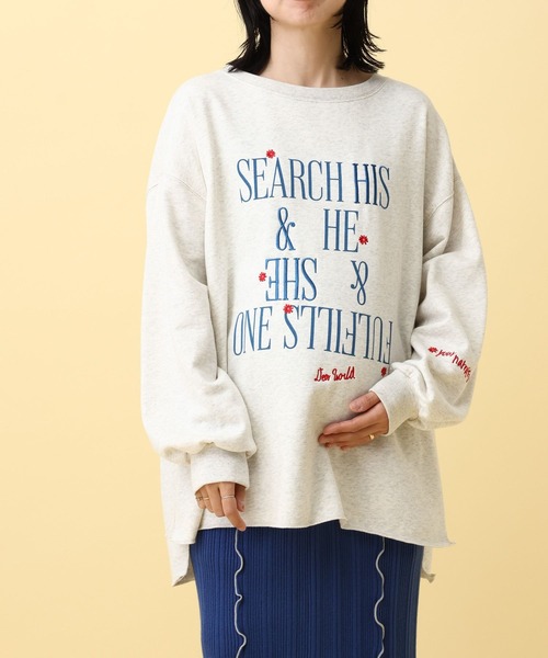 LEPSIM(レプシィム)の「【産前・産後対応】マタニティ/裏毛ロゴ刺繍スウェット 591258(マタニティウェア/グッズ・レディース・チャコールグレー/杢グレー/ベージュ・FREE)」の5枚目の写真