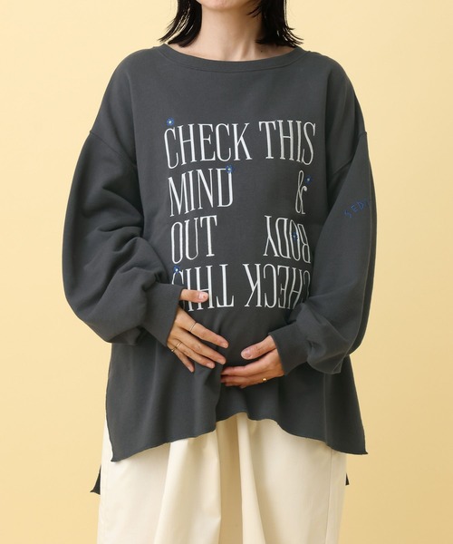 LEPSIM(レプシィム)の「【産前・産後対応】マタニティ/裏毛ロゴ刺繍スウェット 591258(マタニティウェア/グッズ・レディース・チャコールグレー/杢グレー/ベージュ・FREE)」の12枚目の写真