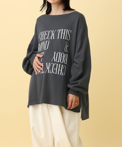 LEPSIM(レプシィム)の「【産前・産後対応】マタニティ/裏毛ロゴ刺繍スウェット 591258(マタニティウェア/グッズ・レディース・チャコールグレー/杢グレー/ベージュ・FREE)」の13枚目の写真