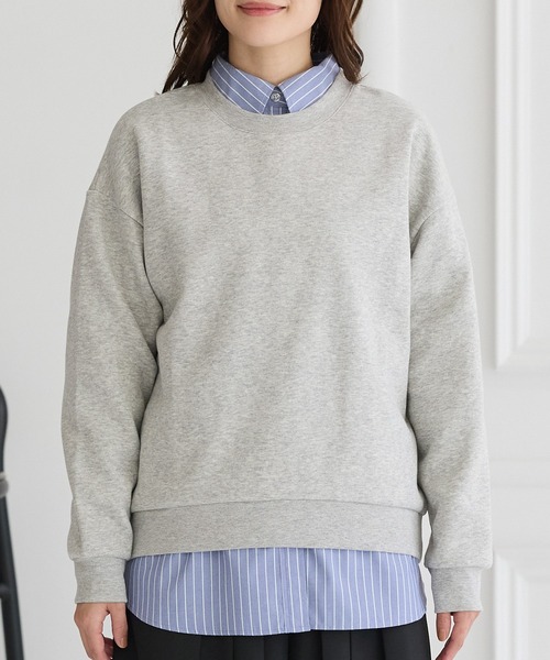 Honeys(ハニーズ)の「【ハニぽか】裏起毛ゆるスウェット(スウェット・レディース・スミクロ/杢グレー/ブルー/ピンク/グリーン/ライトベージュ/ブラック・M/LL/L/3L/S)」の15枚目の写真