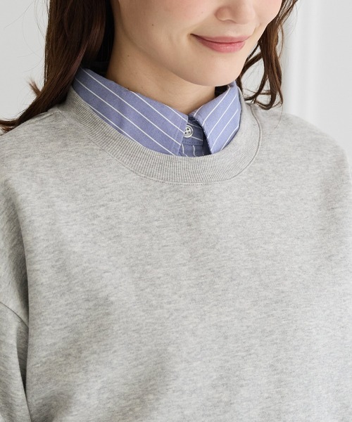 Honeys(ハニーズ)の「【ハニぽか】裏起毛ゆるスウェット(スウェット・レディース・スミクロ/杢グレー/ブルー/ピンク/グリーン/ライトベージュ/ブラック・M/LL/L/3L/S)」の12枚目の写真