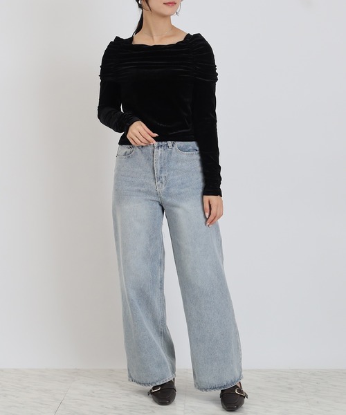 TRUDEA（トルディア）の「ベロアオフショルプルオーバー（Tシャツ/カットソー・レディース・ブラウン/グレイッシュブルー/ブラック・MEDIUM）」の15枚目の写真