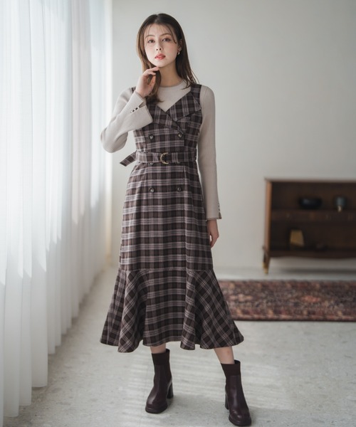 セール】2025秋冬新作 チェックトレンチジャンスカ（ジャンパー