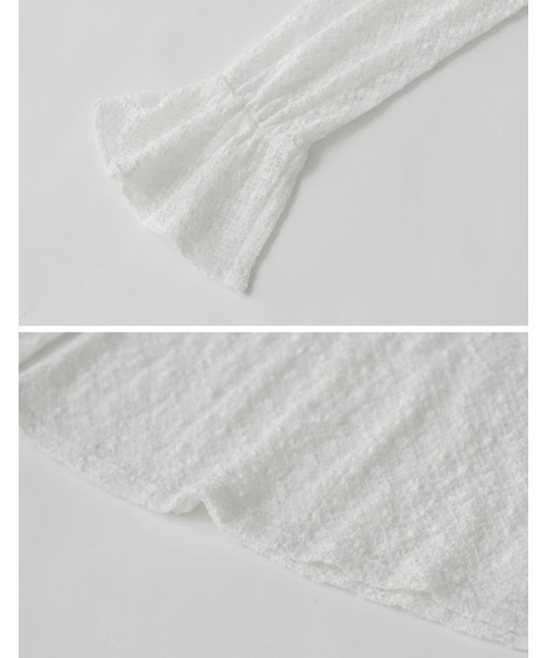 MEISM（ミズム）の「[MEISM by Re:EDIT][2025AW PRE ORDER]レースクルーネック袖フリルブラウス（Tシャツ/カットソー・レディース・ブラック/ホワイト・LARGE/MEDIUM）」の7枚目の写真