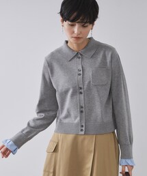 OPAQUE.CLIP（オペークドットクリップ）の「袖口ドッキング ポロ衿デザインニット【洗濯機洗い可】（ニット/セーター・レディース）」