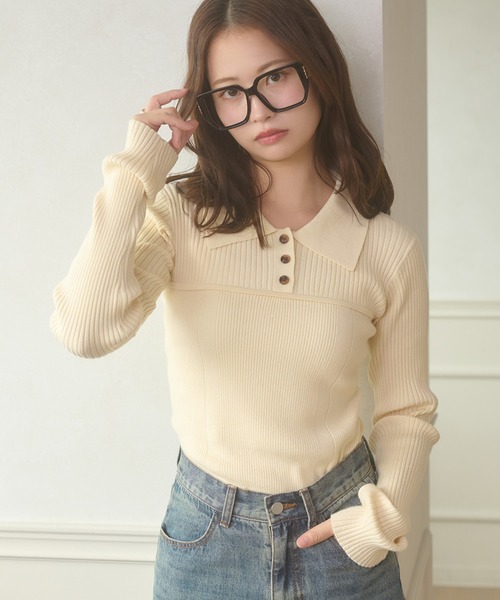 bustier style rib knit tops / ビスチェ風リブニットトップス（ニット