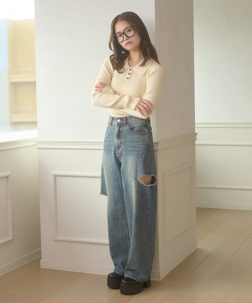 Ambre Neige（アンブルネージュ）の「bustier style rib knit tops / ビスチェ風リブニットトップス（ニット/セーター・レディース・カーキ/ブラック/アイボリー・FREE）」の21枚目の写真