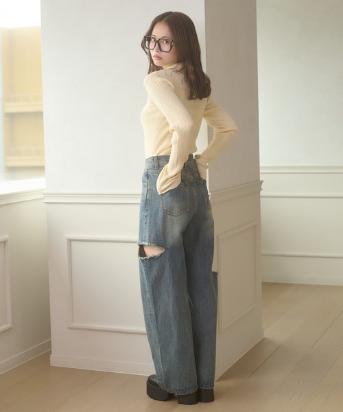 Ambre Neige（アンブルネージュ）の「bustier style rib knit tops / ビスチェ風リブニットトップス（ニット/セーター・レディース・カーキ/ブラック/アイボリー・FREE）」の17枚目の写真