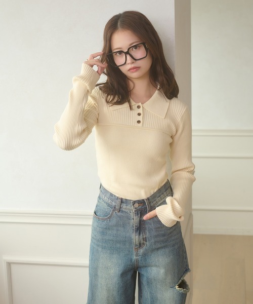 bustier style rib knit tops / ビスチェ風リブニットトップス（ニット