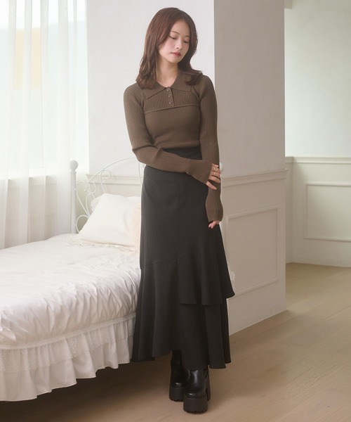 Ambre Neige（アンブルネージュ）の「bustier style rib knit tops / ビスチェ風リブニットトップス（ニット/セーター・レディース・カーキ/ブラック/アイボリー・FREE）」の5枚目の写真