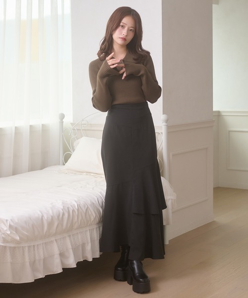 Ambre Neige（アンブルネージュ）の「bustier style rib knit tops / ビスチェ風リブニットトップス（ニット/セーター・レディース・カーキ/ブラック/アイボリー・FREE）」の4枚目の写真