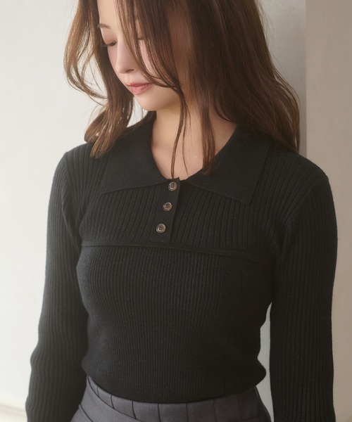 Ambre Neige（アンブルネージュ）の「bustier style rib knit tops / ビスチェ風リブニットトップス（ニット/セーター・レディース・カーキ/ブラック/アイボリー・FREE）」の10枚目の写真