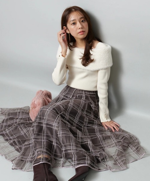 JUSGLITTY（ジャスグリッティー）の「シャイニーチェックスカート（スカート・レディース・ピンクベージュ/ブラウン系その他・1/0/2）」の19枚目の写真