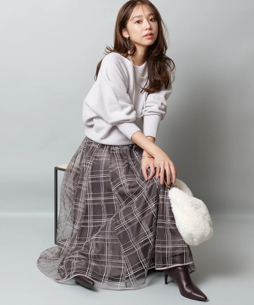 JUSGLITTY（ジャスグリッティー）の「シャイニーチェックスカート（スカート・レディース・ピンクベージュ/ブラウン系その他・1/0/2）」の10枚目の写真