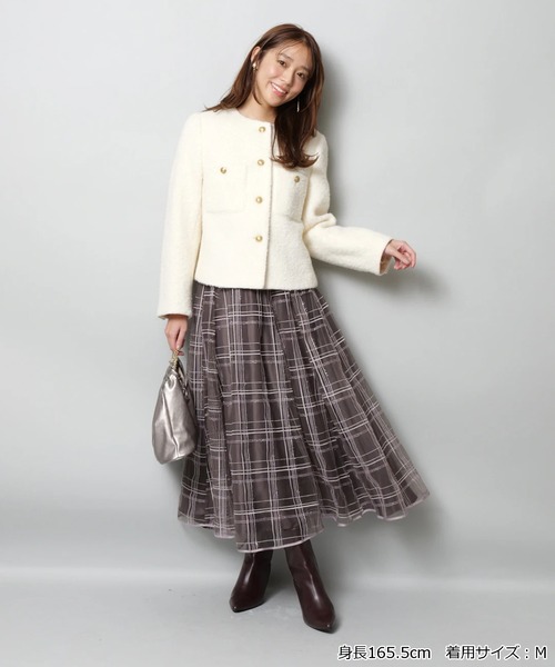 JUSGLITTY（ジャスグリッティー）の「シャイニーチェックスカート（スカート・レディース・ピンクベージュ/ブラウン系その他・1/0/2）」の9枚目の写真