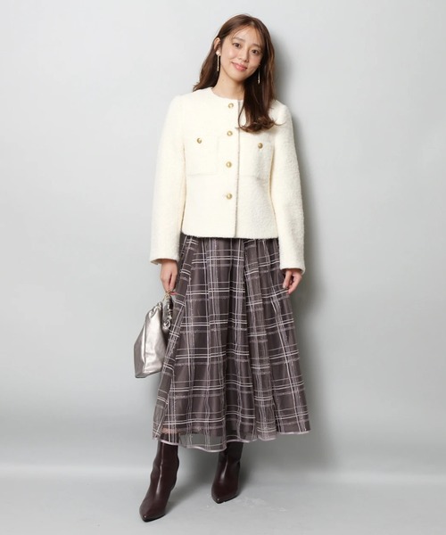 JUSGLITTY（ジャスグリッティー）の「シャイニーチェックスカート（スカート・レディース・ピンクベージュ/ブラウン系その他・1/0/2）」の11枚目の写真