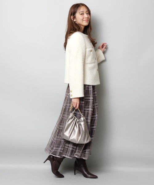 JUSGLITTY（ジャスグリッティー）の「シャイニーチェックスカート（スカート・レディース・ピンクベージュ/ブラウン系その他・1/0/2）」の12枚目の写真