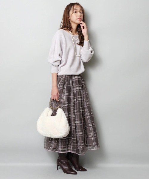 JUSGLITTY（ジャスグリッティー）の「シャイニーチェックスカート（スカート・レディース・ピンクベージュ/ブラウン系その他・1/0/2）」の5枚目の写真
