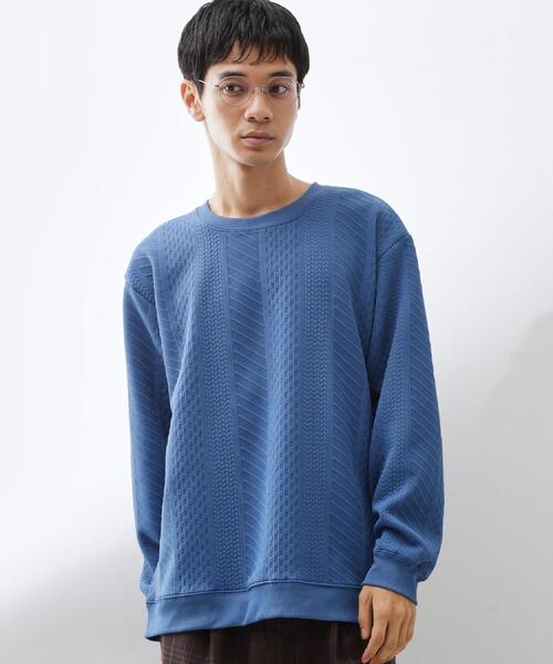 THE SHOP TK （ザ ショップ ティーケー ）の「【無地に飽きた方へ】ふくれジャカードスウェット　洗濯機OK/6色展開/ユニセックスでおすすめ！（スウェット・メンズ・グリーン系/ライトグレー/ブルー系その他/オレンジ/ブラウン系その他/オフホワイト・04/03/02）」の5枚目の写真