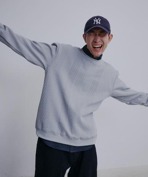 THE SHOP TK （ザ ショップ ティーケー ）の「【無地に飽きた方へ】ふくれジャカードスウェット　洗濯機OK/6色展開/ユニセックスでおすすめ！（スウェット・メンズ・グリーン系/ライトグレー/ブルー系その他/オレンジ/ブラウン系その他/オフホワイト・04/03/02）」の10枚目の写真