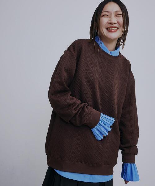 THE SHOP TK （ザ ショップ ティーケー ）の「【無地に飽きた方へ】ふくれジャカードスウェット　洗濯機OK/6色展開/ユニセックスでおすすめ！（スウェット・メンズ・グリーン系/ライトグレー/ブルー系その他/オレンジ/ブラウン系その他/オフホワイト・04/03/02）」の12枚目の写真