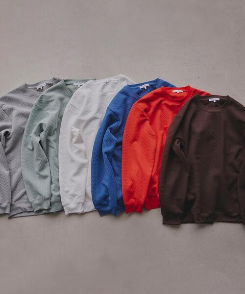 THE SHOP TK （ザ ショップ ティーケー ）の「【無地に飽きた方へ】ふくれジャカードスウェット　洗濯機OK/6色展開/ユニセックスでおすすめ！（スウェット・メンズ・グリーン系/ライトグレー/ブルー系その他/オレンジ/ブラウン系その他/オフホワイト・04/03/02）」の14枚目の写真