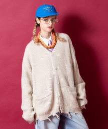 a.p.o.v.（エーピーオービー）の「a.p.o.v. グランジダメージオーバーサイズファー混リブ編み肉厚ニットカーディガン（カーディガン/ボレロ）」