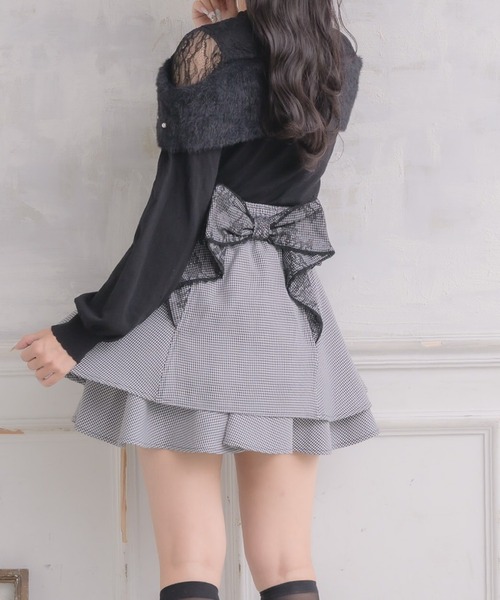 セール】バックリボンダブルフレアスカパン（スカート）｜ROJITA