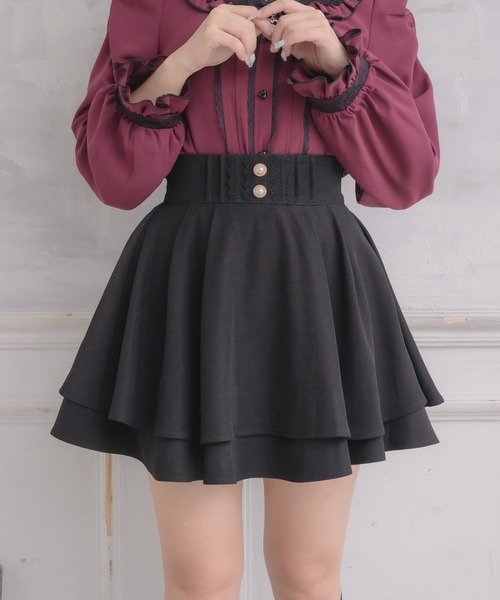 セール】バックリボンダブルフレアスカパン（スカート）｜ROJITA