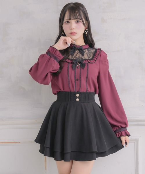 セール】バックリボンダブルフレアスカパン（スカート）｜ROJITA