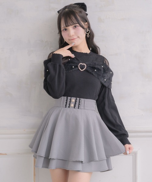 セール】バックリボンダブルフレアスカパン（スカート）｜ROJITA