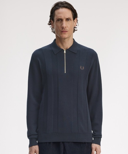 Tonal Stripe Knitted Polo Shirt／トーナルストライプニットポロシャツ