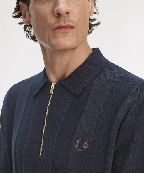 Tonal Stripe Knitted Polo Shirt／トーナルストライプニットポロシャツ