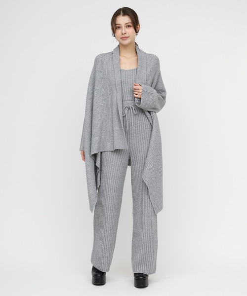 セール】イレヘムカーデ×リブニットオールインワン（つなぎ