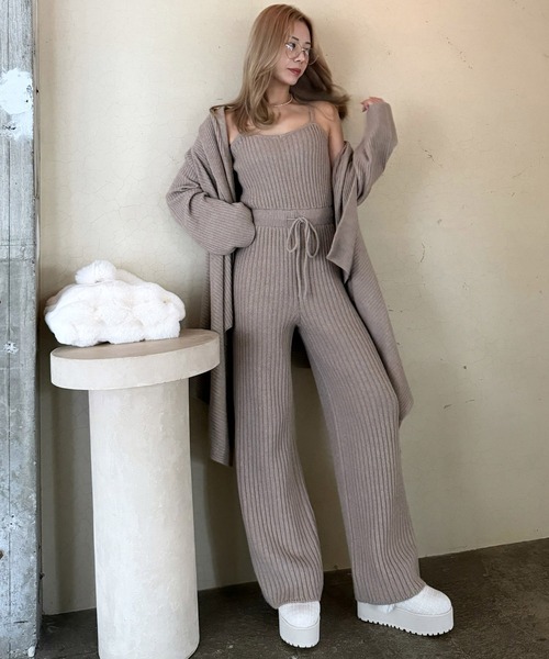 ROYAL PARTY(ロイヤルパーティー)の「イレヘムカーデ×リブニットオールインワン(つなぎ/オールインワン・レディース・グレー/モカ/ブラック・FREE)」の9枚目の写真