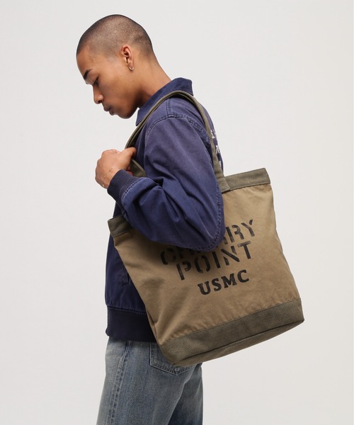 AVIREX（アヴィレックス）の「COATING CANVAS TOTE BAG "CHERRY POINT" / コーティング キャンバス トートバッグ チェリーポイント / AVIREX / アヴィレックス（トートバッグ・メンズ・オリーブ・FREE）」の3枚目の写真