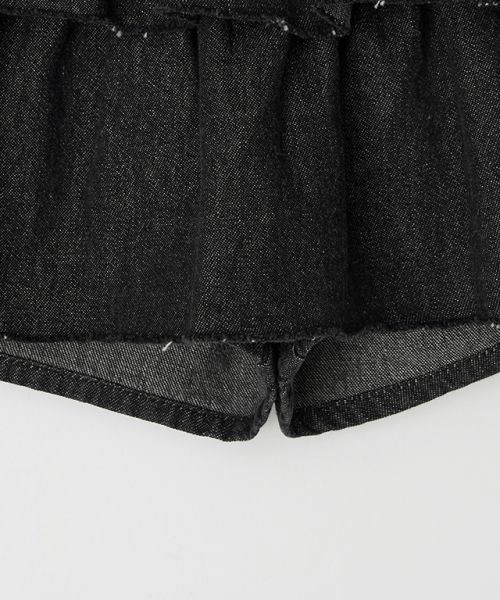 RONRON(ロンロン)の「CANCAN RUFFLE BANDING DENIM PANTSKIRT BLACK(スカート・レディース・その他・FREE)」の4枚目の写真
